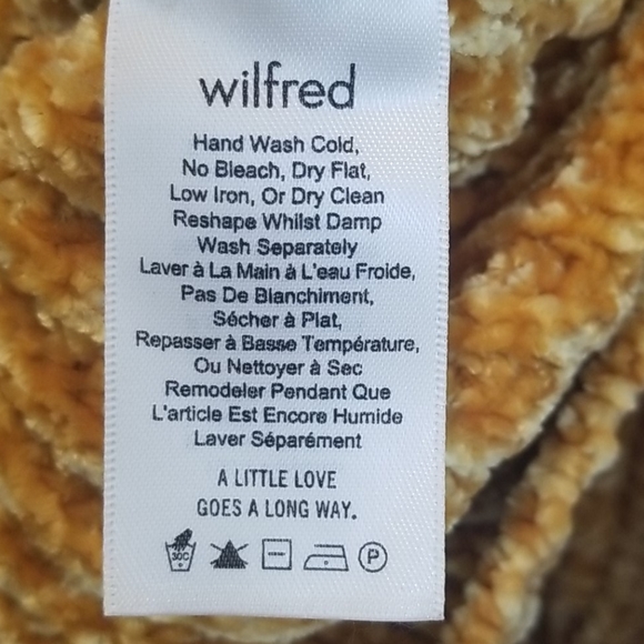 Aritzia Wilfred women's golden yellow chunky knit crewneck pullover sweater Sz S - Picture 6 of 7